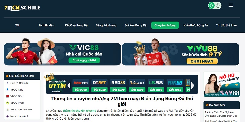 Thông tin chuyển nhượng 7M hôm nay